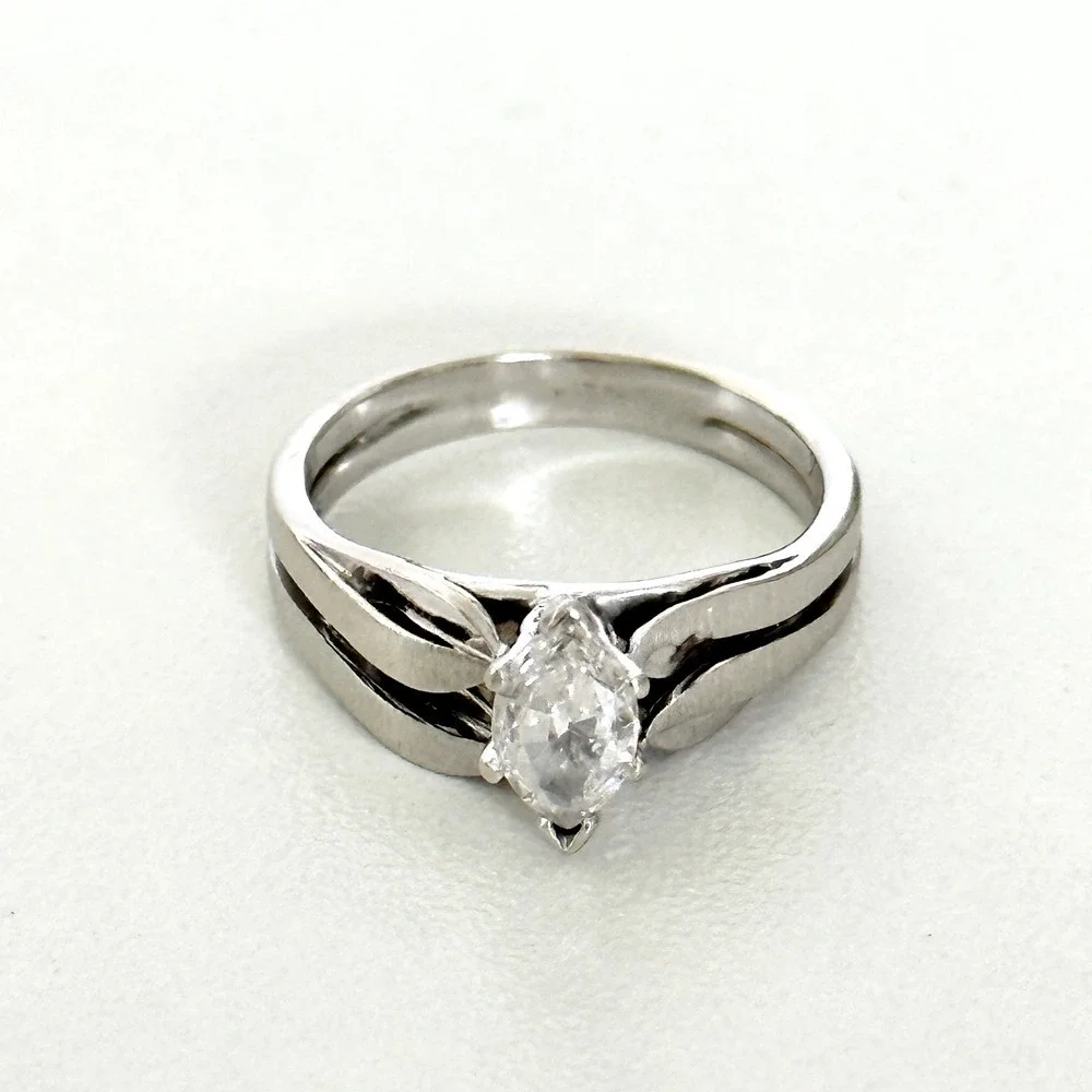 14K White Yellow Gold Natural Marquise VS Diamond Engagement Band Ring Size 6.25